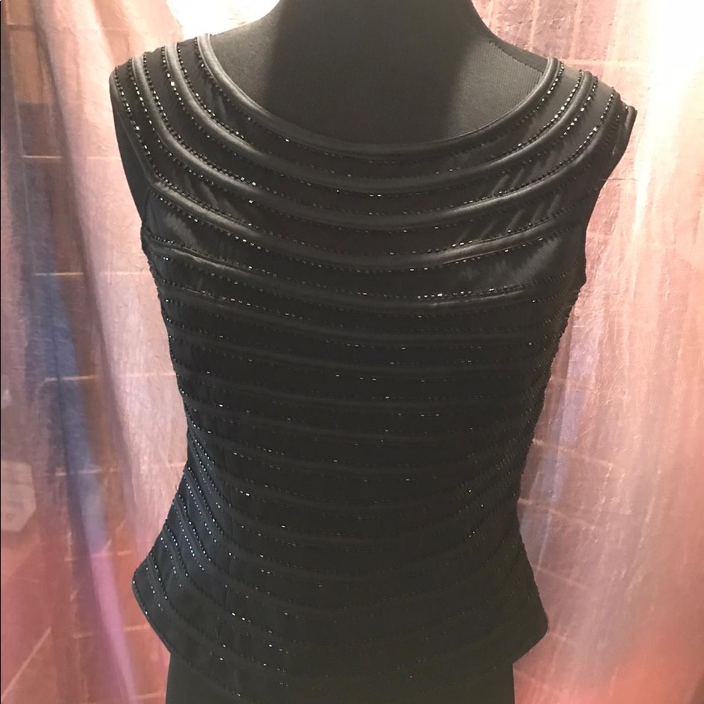 Vintage Caché Black,‎ mesh & beaded top Size 6